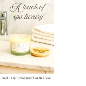 Sand + Fog Lemongrass Candle 12oz w/ Wood Lid & Butterfly Image – Spa Fresh
